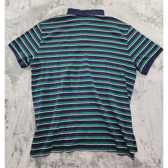 Vintage 90s Polo Ralph Lauren Custom Fit Polo Shirt Size XL Blue Green Striped - Picture 2 of 8